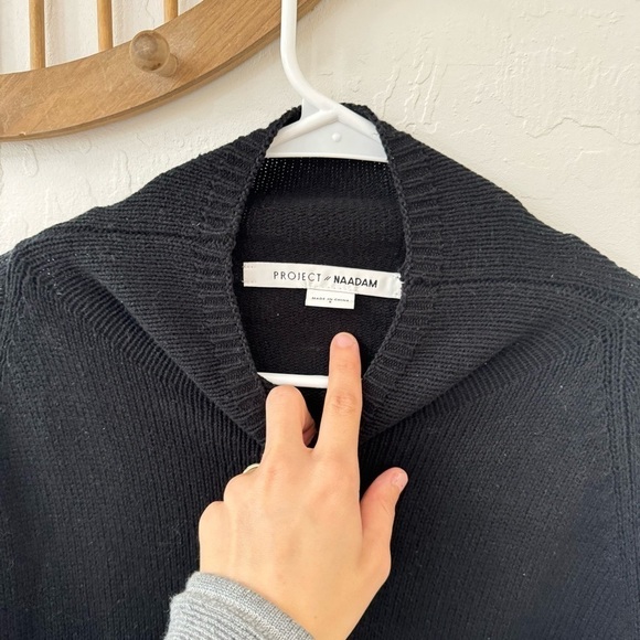 Project Naadam Black Cotton Acrylic Blend Ruffled Mock Neck Knit Sweater Small - Picture 4 of 9